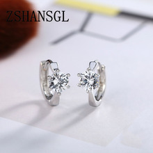 Silver color Earrings AAA CZ 6 Claws Zircon Stud Earrings For Women oorbellen brincos pendientes Fine Jewelry Bijoux 2024 - buy cheap