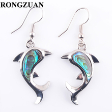 Free Shipping Jewelry New Zealand Abalone Shell Gem Stone Dolphins Beads Silver Earring Charms for Women 1Pair TR3048 2024 - buy cheap