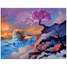 Diamond painting abstract waterfall woman tree landscape full square/round 5d diy diamond embroidery mosaic rhinestone paintings 2024 - buy cheap