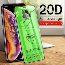 Película de vidro 20d curvo temperado para smartphone, cobertura completa para iphone 6, 7, 8 plus, iphone 11, x, xr, xs max 2024 - compre barato