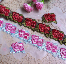 Hot Sale 2 Meters 4.5CM Width DIY Collar Lace Trim for Sewing Supplies Crafts Red Pink Embroidery Venise Flower Lace Fabric 2024 - buy cheap