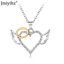 Jmiyihz Austria Crystal Stone Heart Pendant Necklace For Women Romantic Love Angel Wing Wedding Necklace Jewelry Mother Day Gift 2024 - buy cheap