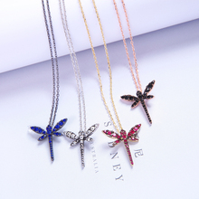 Creative Design Crystal Dragonfly Pendant Necklace For Women Adjustable 3 Color Animal Drop Necklace Girl Party Jewelry 2024 - buy cheap