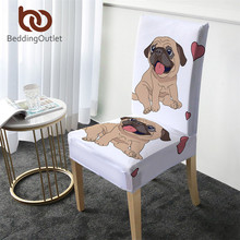 BeddingOutlet Hippie Pug Covers for Chair Cartoon Spandex Stretch Slipcover Cute Bulldog Seat Case Decoration capa de cadeira 2024 - buy cheap