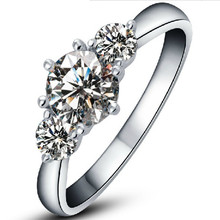 Plata lustre 3.2CTW G-H anillo de bodas de cristal de corte redondo anillo de plata sólida 925 Color oro blanco joyería de la boda 2024 - compra barato