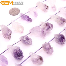 Natural Raw Amethy Quartz Crystal Stick Side Drilled Beads For Jewelry Making DIY 18X22-16X35MM 15inches FreeSipping Wholesale 2024 - buy cheap