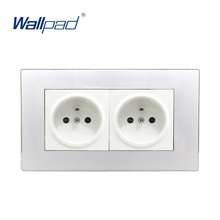 Tomada de parede francesa padrão ue dupla, painel acrílico de saída de energia 146*86mm