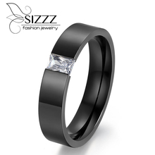 Классические кольца для мужчин и женщин с кристаллами из нержавеющей стали, Золотое и черное кольцо 2024 - купить недорого