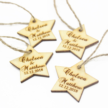 50pcs 4x4cm Personalized Engraved Wooden Wedding Gifts Decor Tags With Jute String Love Star Tags Party Gifts Decoration Favors 2024 - buy cheap