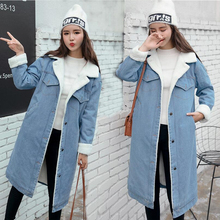 Autumn Winter Women Coat Wool lining Denim Jacket for Women with Fur lining Outerwear Female Winter Long Coat warm Jeans Jackets 2024 - buy cheap