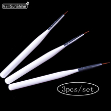 3Pcs/set White Color Handle Nail Brush With Cap Liner Painting UV Gel Drawing Brush Liner Painting Curve Fan Shape Manicure Tool 2024 - buy cheap