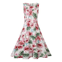 Printing Vintage Summer Dress New Women Sleeveless Large Swing Sexy Party Dress Plus Size S-3XL 2024 - buy cheap