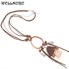 Wellmore-colar feminino boêmio com detalhes de borla, corrente e pingente de corda, joias femininas para atacado 2024 - compre barato