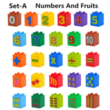 26 pçs/lote Diy Números E Frutas A Granel Acessórios de Partículas Grandes Blocos de Construção Compatível Com Duploed Brinquedos para Presente Das Crianças 2024 - compre barato