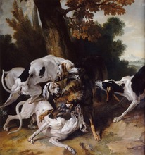 Reproducción de pintura al óleo, pintura al óleo hecha a mano, Huevos muertos, L Halali du loup de Jean-Baptiste Oudry,Animal, calidad de museo 2024 - compra barato
