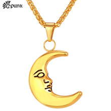 Moon Necklaces & Pendants For Men Women 316L Stainless Steel Gold color Romantic Lover Friend Gift Wholesale  P2164G 2024 - buy cheap