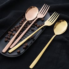 1pc Stainless Golden Spoon Fork Western Household Tableware Long Handle Spoon Small Spoon 2024 - buy cheap