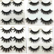 2019 NEW 3 pairs mink eyelashes natural fake eye lashes make up handmade 3d mink lashes false lash volume eyelash extension 2024 - buy cheap