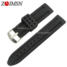 ZLIMSN Watchbands Waterproof Diving Silicone Rubber Watchband Strap Wristband Bracelets Relojes Hombre 2017 22mm 24mm 2024 - buy cheap
