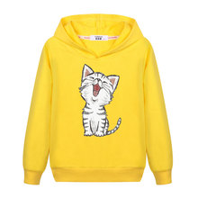 2021 New Sweet Cute Cat Print Hoodie Boys Hoodies Sweatshirt Pullovers Clothes Kids Girls Cotton Harajuku Kawaii Tops 2024 - buy cheap