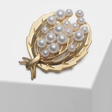 Broche de pérola da moda do pino do design da folha de amorita boutique 2024 - compre barato