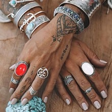 Meyfflin 7pcs Vintage White Red Opal Knuckle Rings for Women Fashion Midi Finger Ring Set Female Jewelry Punk Party Bague Femme 2024 - buy cheap