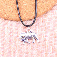 Colgante de elefante de Tailandia de Color plata antigua, collar de cadena de cuero negro de 16x20mm, 20 Uds. 2024 - compra barato