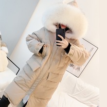 Inverno novo para baixo jaqueta feminina coreano longo pato branco para baixo parka casacos 100% natural gola de pele de guaxinim com capuz casaco outwear quente 2024 - compre barato
