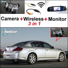 Специальная камера заднего вида 3 в 1 + беспроводной приемник + монитор зеркала, легкая Самостоятельная парковочная система для Infiniti G25 Q40 Q60 2024 - купить недорого