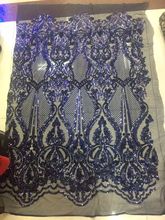 Free Shipping African sequins net lace high quality J-4916 African french net Fabric 5 Yards with sequins 2024 - buy cheap