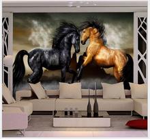 Papel de parede com foto personalizada 3d, papéis de parede para sala de estar com desenhos de animais, cavalos pentium 2024 - compre barato