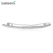 LUOTEEMI Free Shipping Simple Wedding Hair Accessories New Luxury CZ Bridal Hair Pins Head Charm Hair Jewelry Factory Wholesale 2024 - buy cheap
