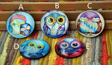 Free shipping(5pcs/set )Cute Owl Round Crystal Glass fridge magnet Attractive message sticker Crystal Art Craft home Decor 2024 - buy cheap