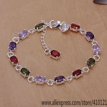 H258 Hot Sale 925 Sterling-silver-jewelry Bracelet for Women,Wholesale Christmas Gift Charm Fashion Colored Stone Bracelet 2024 - buy cheap