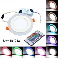 25 piezas LED Downlight redondo 6 W 3 modelo lámpara LED doble Color Panel de luz RGB + Control remoto 2024 - compra barato