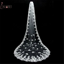 2019 Soft Tulle Appliqued Edge One Layer Long Wedding Veils With Comb Bridal Veils Wedding Accessories Free Shipping CPA066 2024 - buy cheap