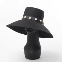 01812-HH8140 % wool high top black hat  pearl leisure lady fedoras  cap  women PANAMA hat 2024 - buy cheap