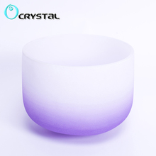 Tigela de cristal de quartzo para cantar, chakra meio roxo b com som de pedra de cura 2024 - compre barato