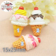 10pcs ice cream Resin Flat back Cabochon miniature food Art Supply Decoration Charm Craft DIY 15x25mm 2024 - buy cheap