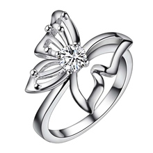 Anel prateado com zircônia brilhante borboleta, bonito anel de prata, moderno, masculino e feminino,/cteaehqm 2024 - compre barato
