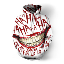 Веселая Толстовка SOSHIRL HAHA Joker, пуловер с длинным рукавом и надписью «Crazy Smile» для Хэллоуина, Стильная Спортивная одежда унисекс 2024 - купить недорого
