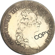 Швеция 1 Riksdaler Gustav III 1781 OL IR D Латунное покрытие Серебряная копия монеты памятные монеты 2024 - купить недорого