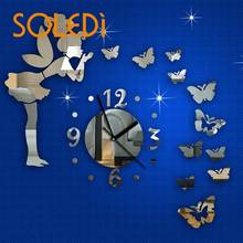 Clock 29Pcs 3D Angel DIY Mirror Effect Wall Sticker Backdrop Decor Removable Mirror Effect Wall Clock Sticker for Kids Room 2024 - buy cheap