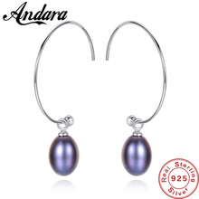 New Fashion 925 Sterling Silver Earrings Natural Freshwater Pearl Drop Earrings For Women Female Fine Jewelry 2024 - buy cheap