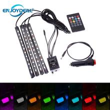 12V RGB CONDUZIU a Luz de Tira Flexível Bar Carro de Controle Remoto Do Carro Cores Estilo Atmosfera Decorativa Lâmpadas Car Interior Luz 2024 - compre barato