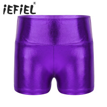 Iefiel-shorts de dança com cintura alta brilhante, roupa infantil para yoga, esportes, academia, dança e ginástica, meninas 2024 - compre barato
