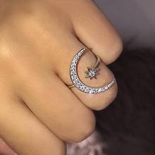 Женское кольцо с Луной и звездой, модное кольцо для свадьбы и помолвки, 3 вида цветов 2024 - купить недорого