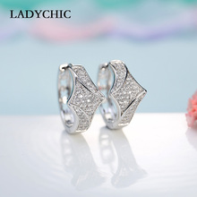 LADYCHIC Elegant Silver Color Hoop Earrings for Women Shiny White Cubic Zirconia Earring Jewelry Party Wedding Gift LE1015 2024 - купить недорого