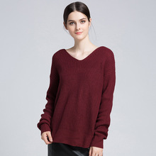 Suéteres de punto para mujer, suéter de manga larga para niñas, sin espalda, cuello en V, suéter Sexy con fugas en la espalda B-9250 2024 - compra barato