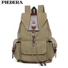 PHEDERA New Casual Men Backpack England Style Vintage Men's Backpacks Korean High Quality Washed Canvas Backpack School Bags 2024 - buy cheap